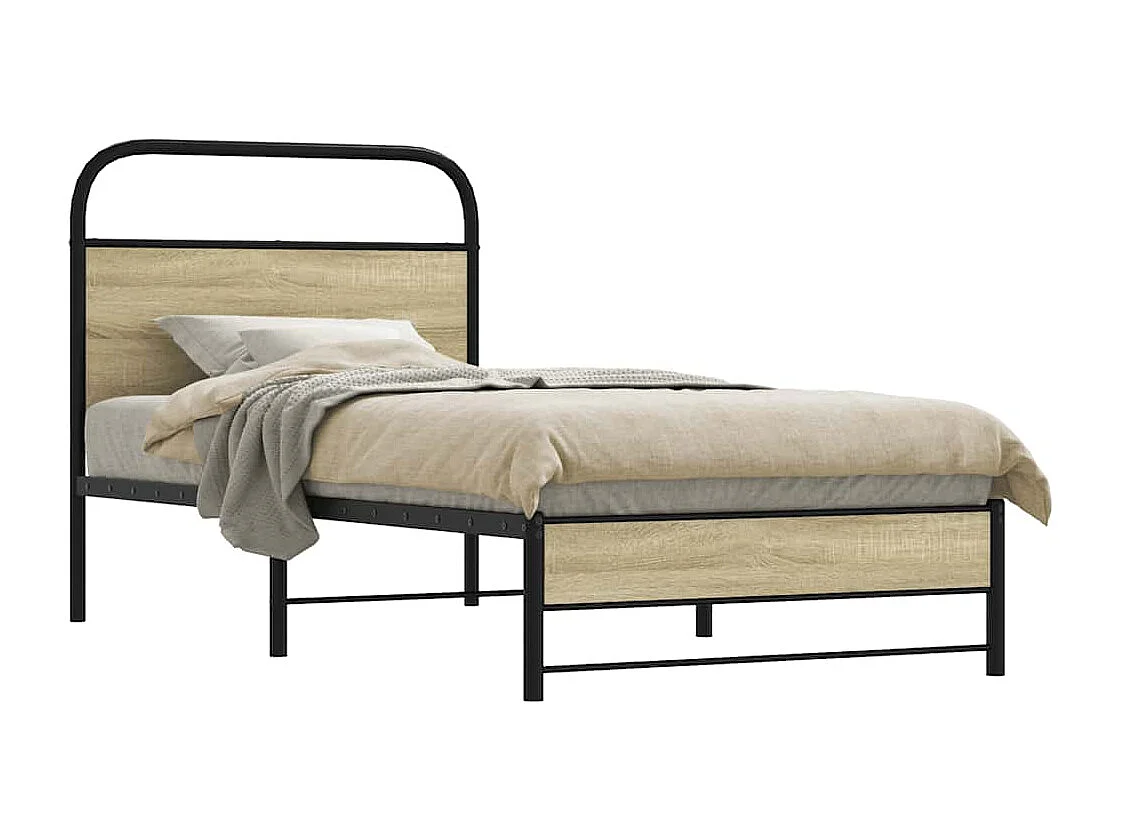 Cadre de lit sans matelas 75x190cm chêne sonoma bois ingénierie