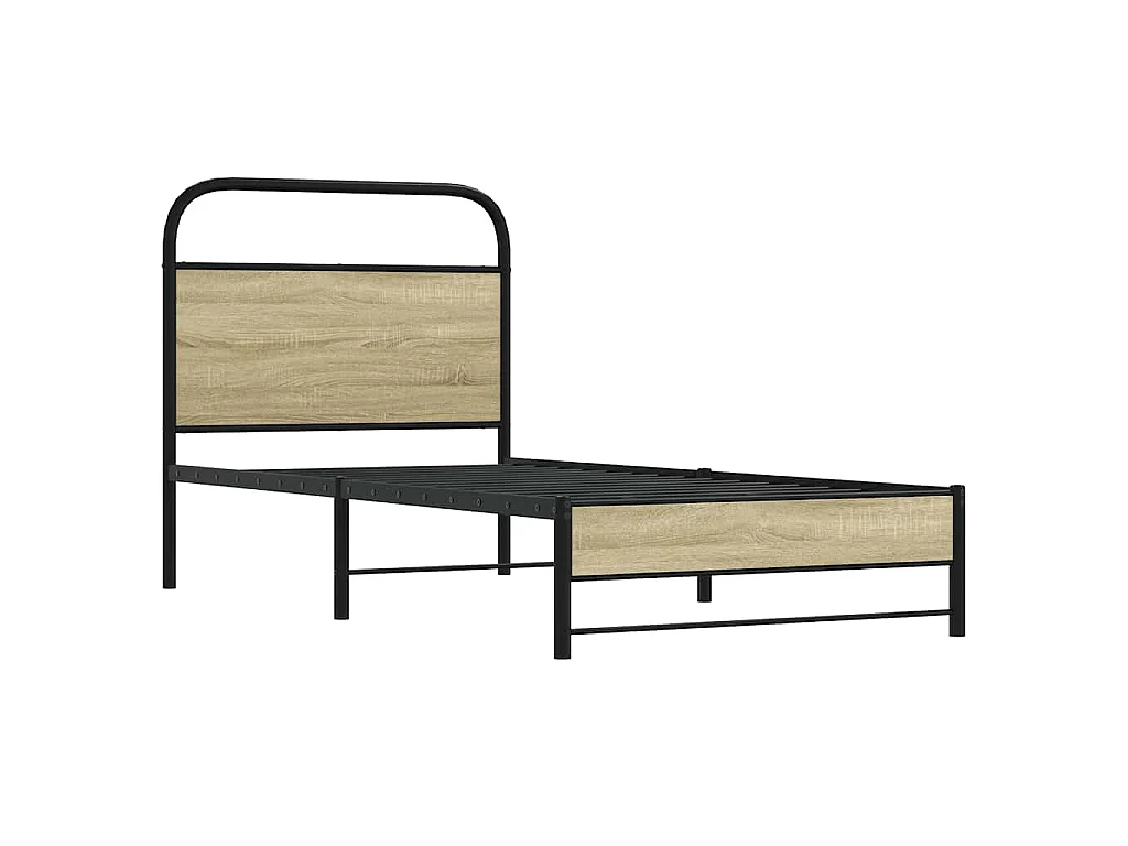 Cadre de lit sans matelas 75x190cm chêne sonoma bois ingénierie