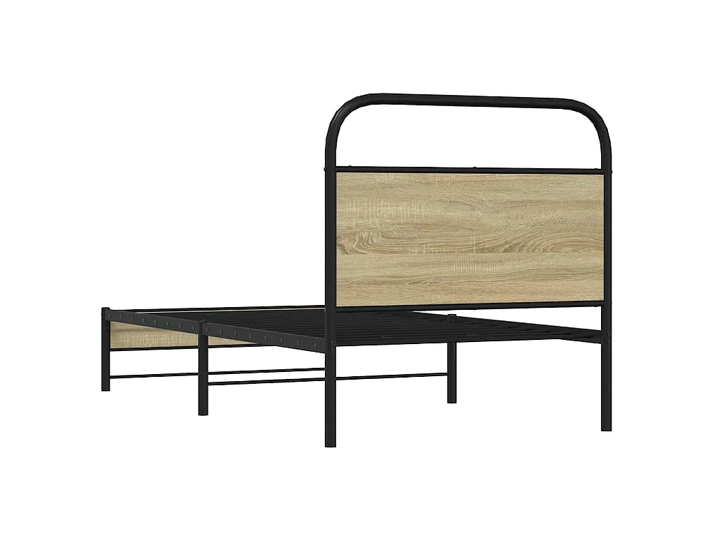 Cadre de lit sans matelas 75x190cm chêne sonoma bois ingénierie