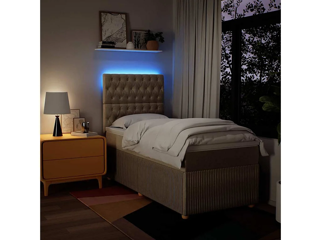 Boxspringbett mit Matratze Creme 80x200 cm Stoff