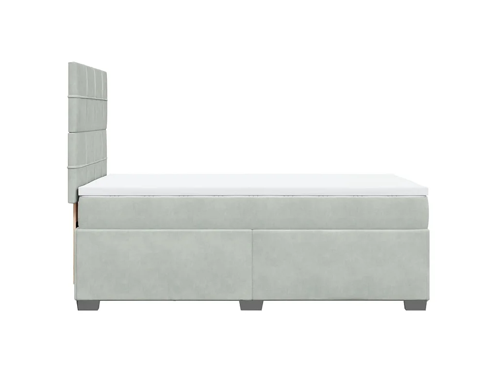 Cama box spring con colchón terciopelo gris claro 80x200 cm