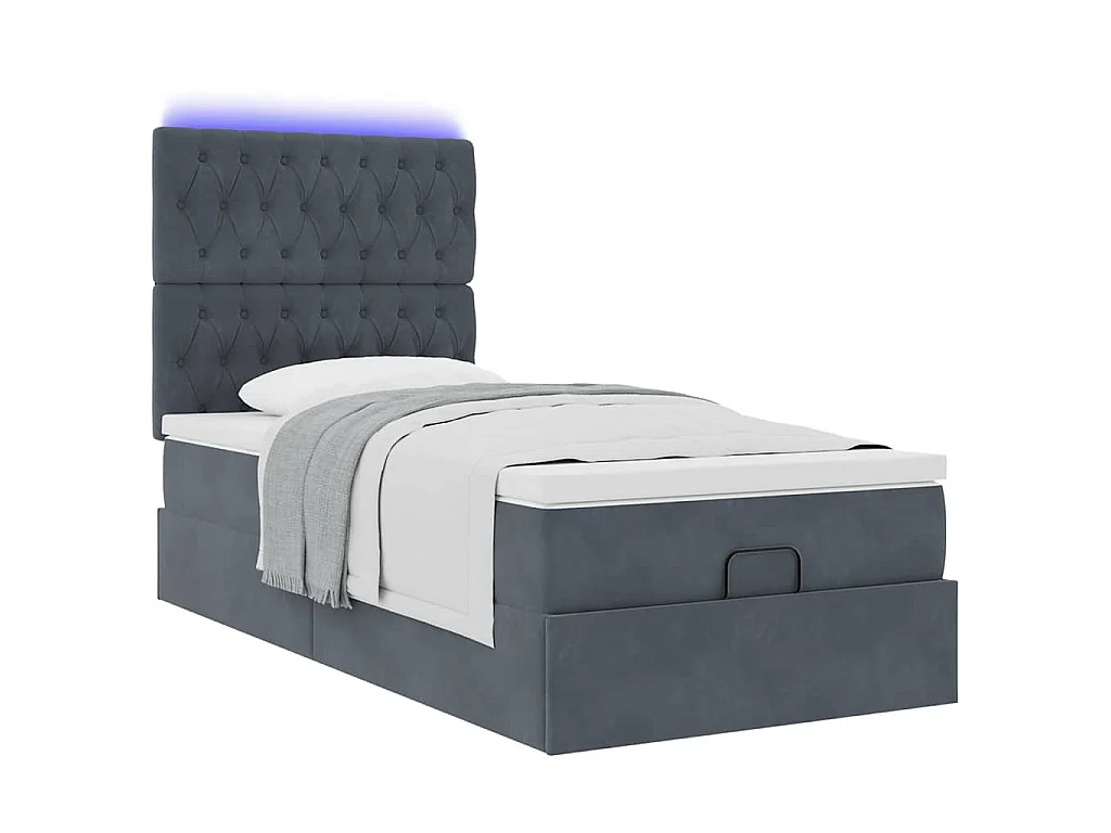 Ottoman bed met matrassen en LED's 80x200cm fluweel donkergrijs