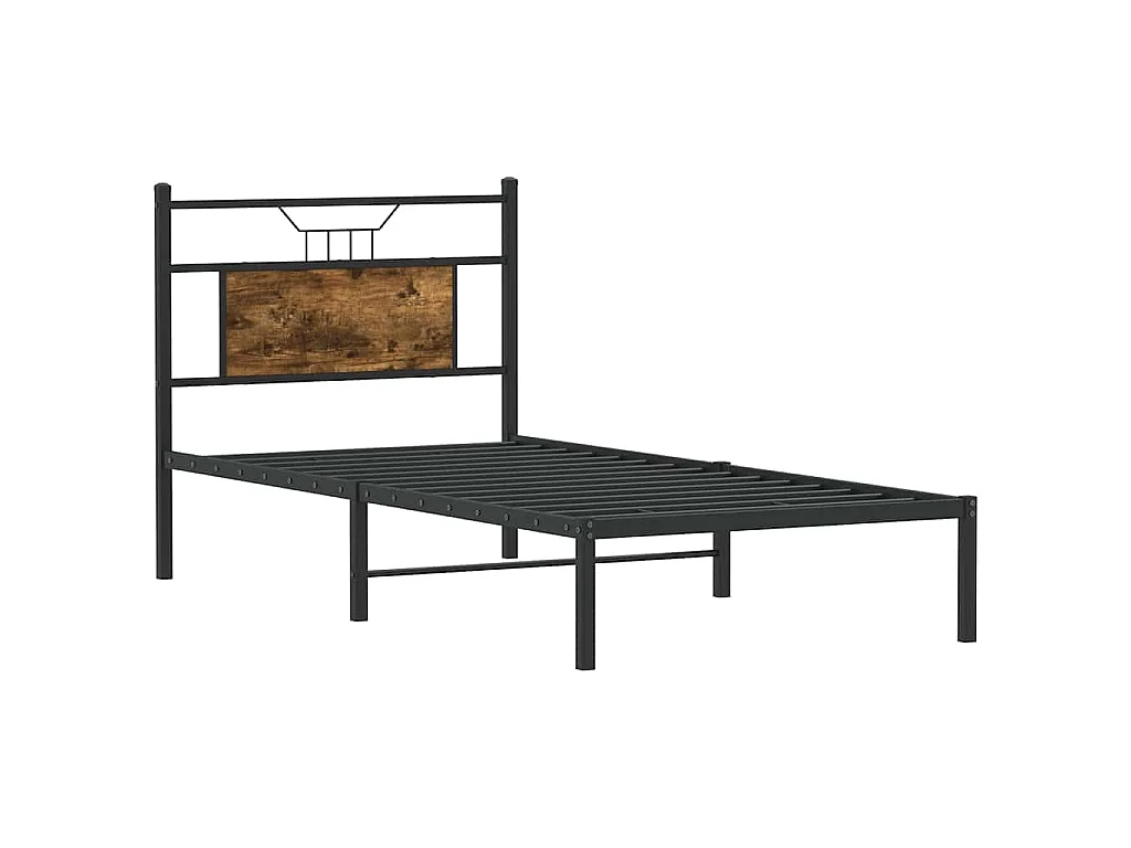 Cadre de lit sans matelas chêne fumé 75x190cm bois d'ingénierie