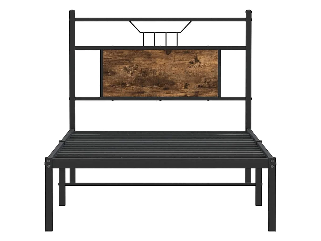 Cadre de lit sans matelas chêne fumé 75x190cm bois d'ingénierie