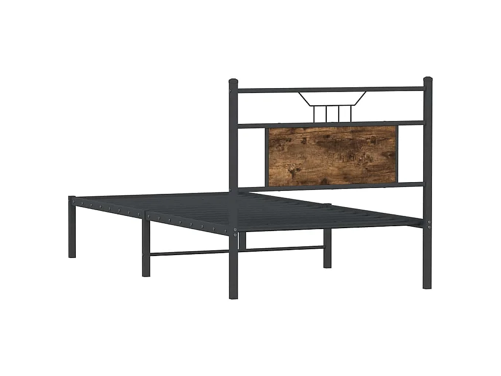 Cadre de lit sans matelas chêne fumé 75x190cm bois d'ingénierie