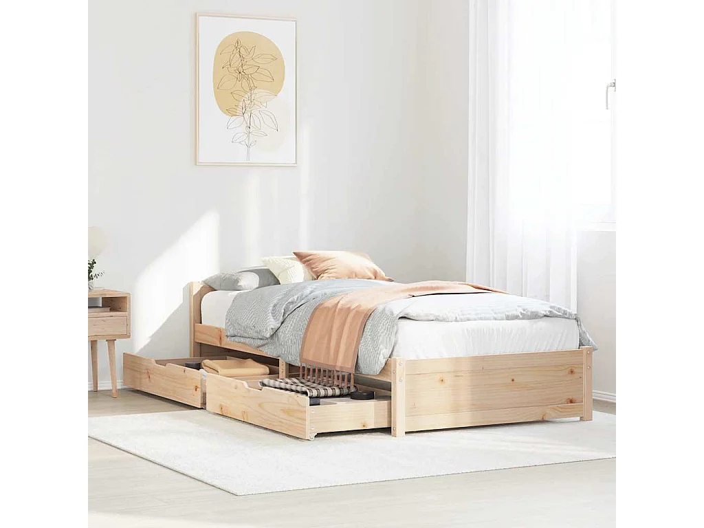 Bedframe zonder matras massief grenenhout 75x190 cm
