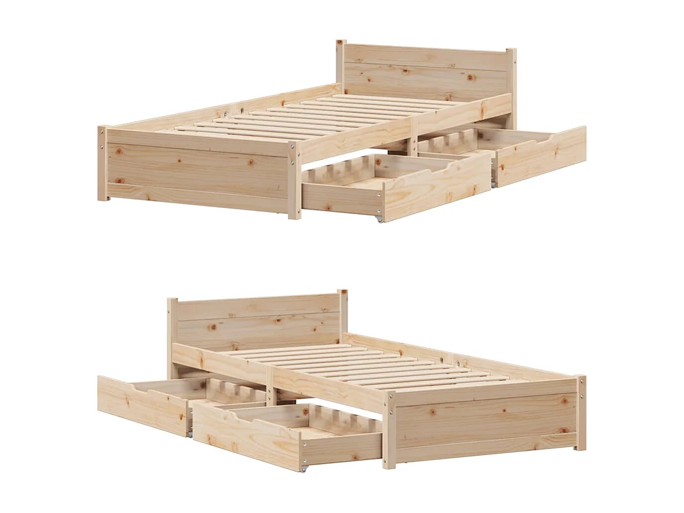 Massivholzbett ohne Matratze 75x190 cm Kiefernholz