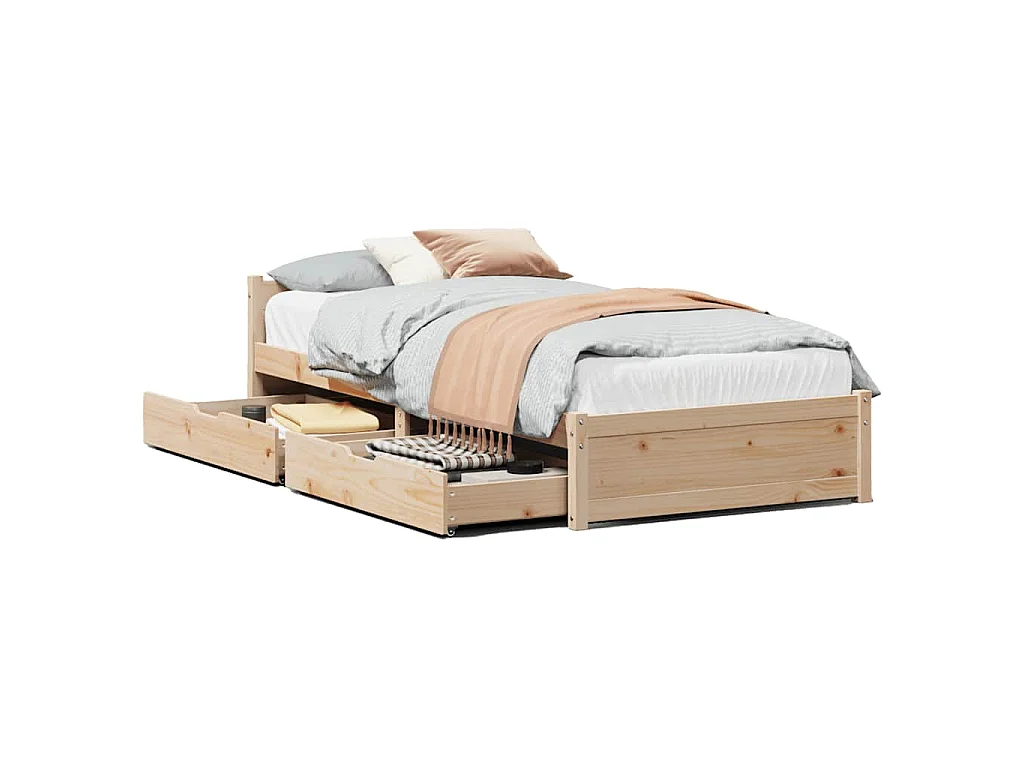 Cadre de lit sans matelas 75x190 cm bois de pin massif