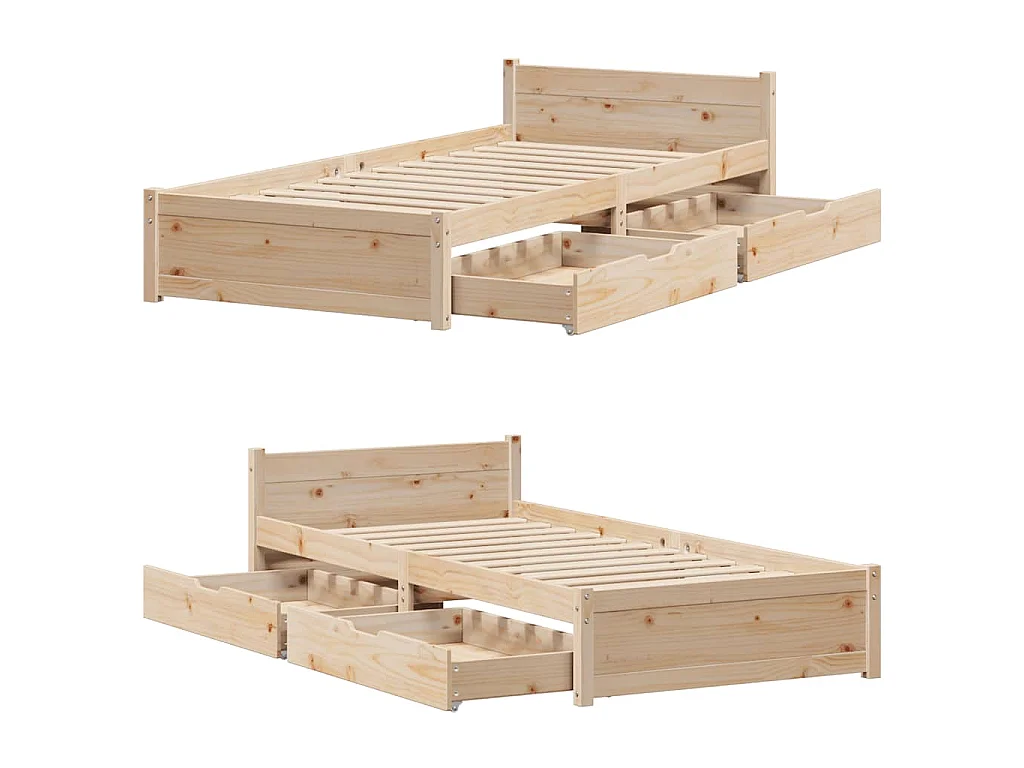 Cadre de lit sans matelas 75x190 cm bois de pin massif
