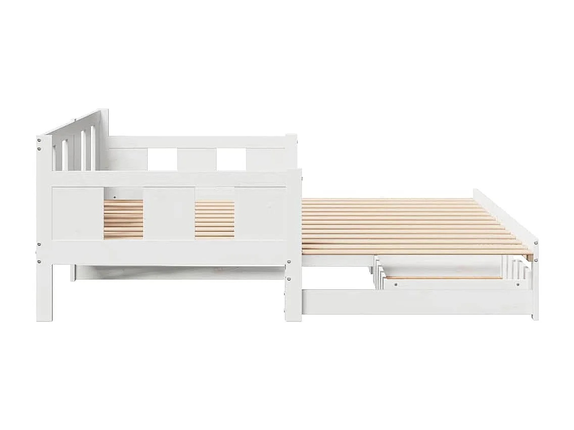 Slaapbank met onderschuifbed/lades zonder matras 80x200 cm wit