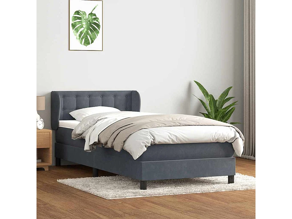 Boxspringbett mit Matratze Dunkelgrau 80x210 cm Samt