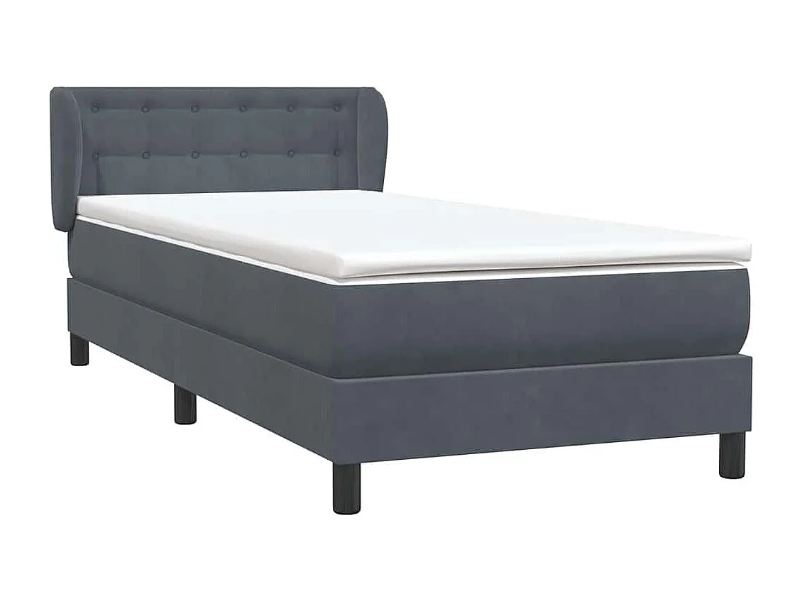 Boxspringbett mit Matratze Dunkelgrau 80x210 cm Samt