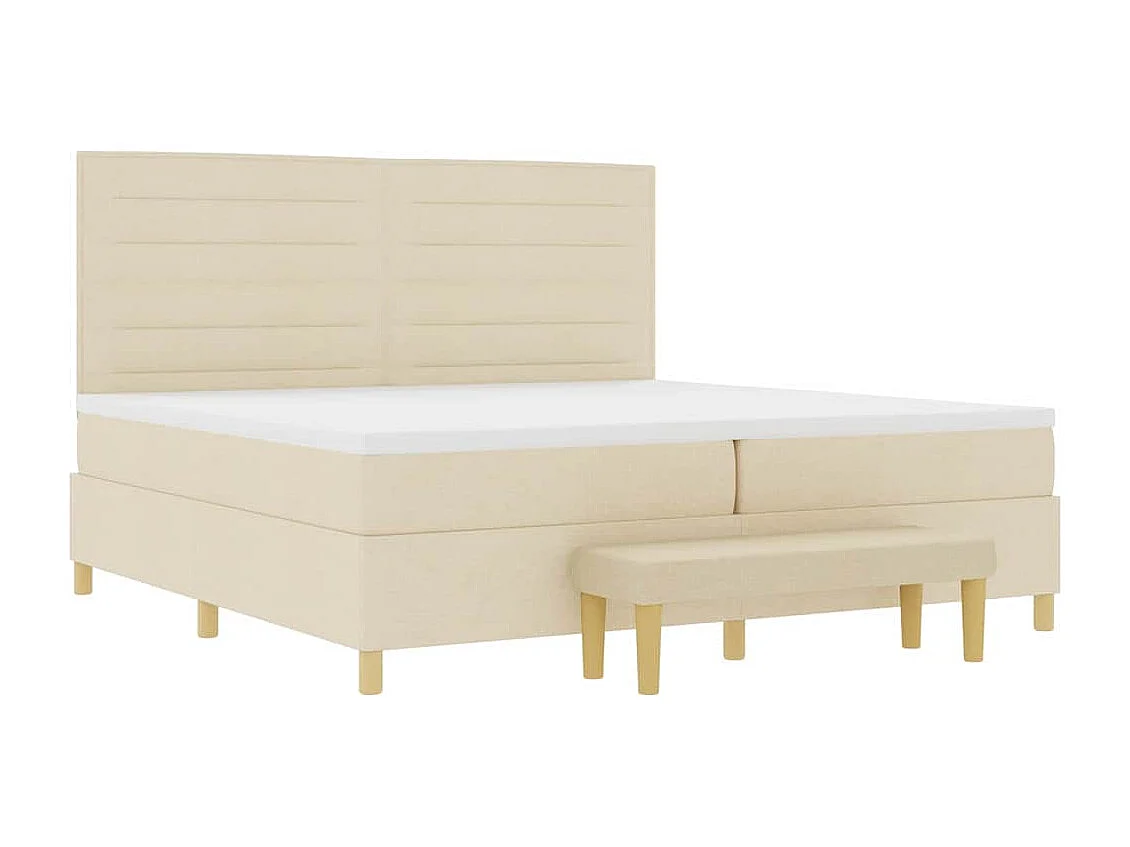 Boxspring bed met matras met hoofdeinde Crème 200 x 200 cm Stof
