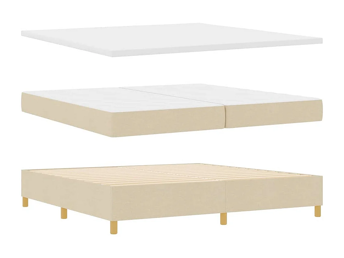 Lit à ressorts avec matelas Crème 200 x 200 cm tissu