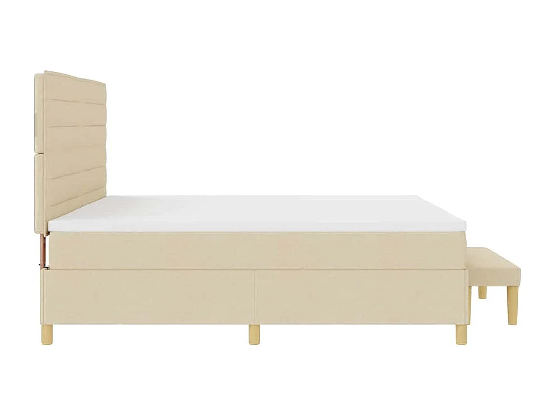 Lit à ressorts avec matelas Crème 200 x 200 cm tissu