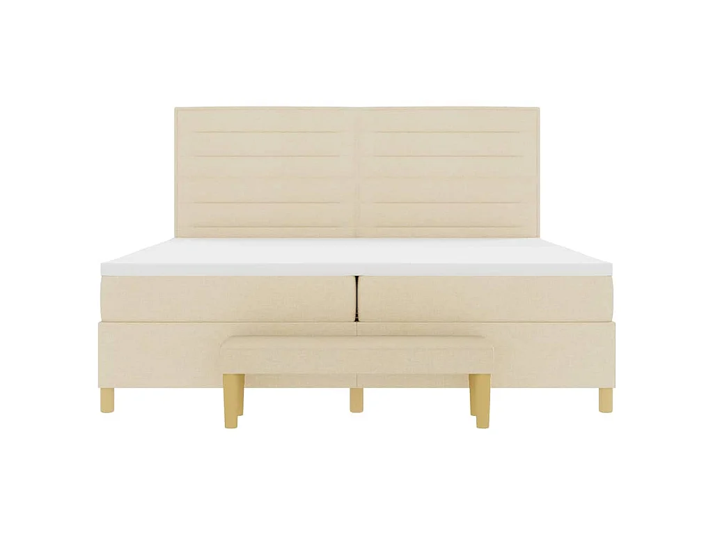 Cama Box com colchão com cabeceira Creme 200 x 200 cm tecido