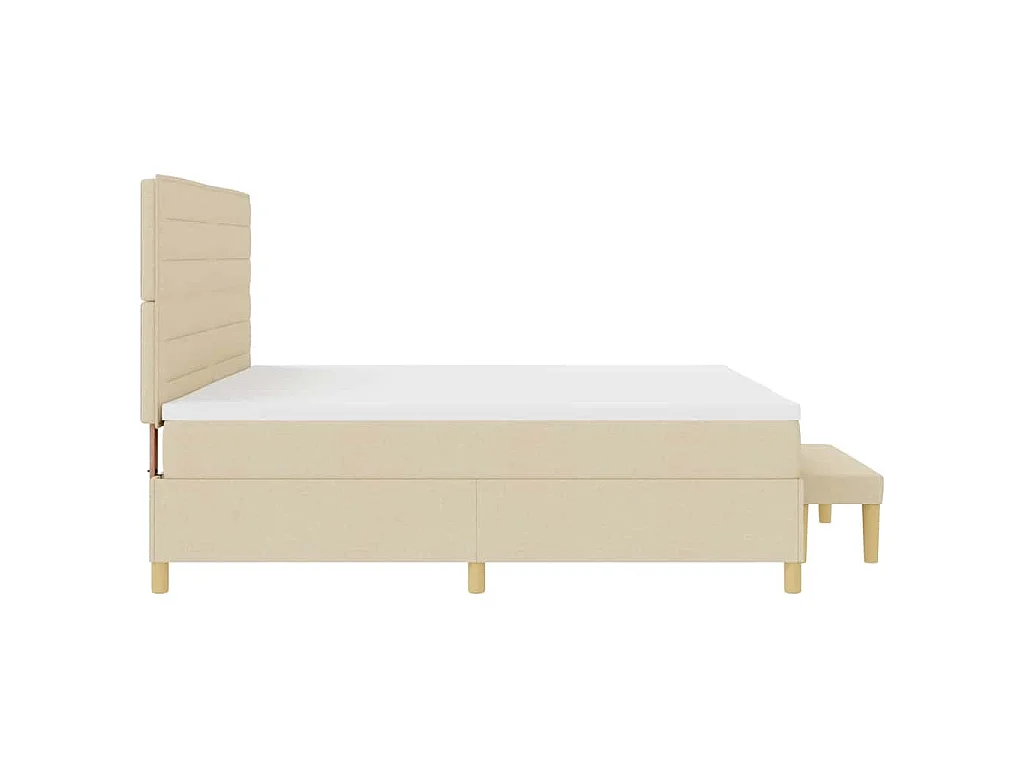 Cama Box com colchão com cabeceira Creme 200 x 200 cm tecido