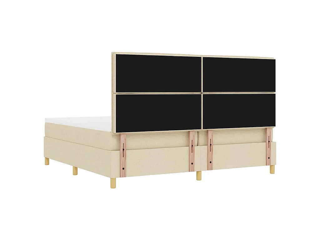 Cama Box com colchão com cabeceira Creme 200 x 200 cm tecido