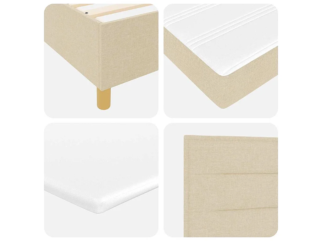 Cama Box com colchão com cabeceira Creme 200 x 200 cm tecido
