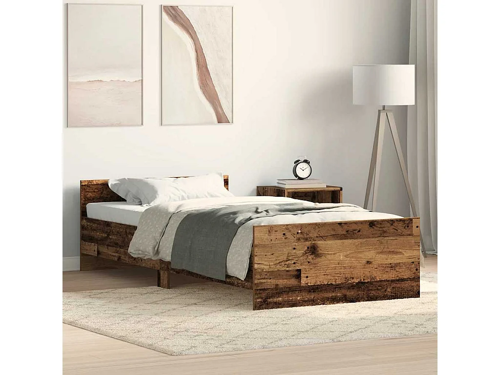 Estructura de cama sin colchón de madera antigua 75x190 cm