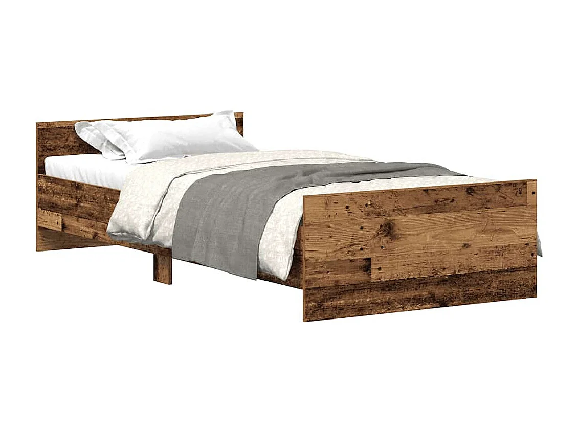 Estructura de cama sin colchón de madera antigua 75x190 cm