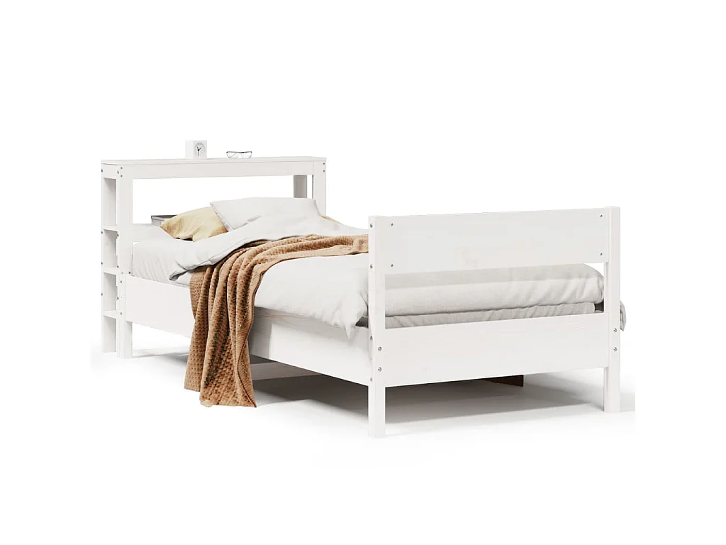 Cama sem colchão 75x190 cm madeira de pinho maciça branco