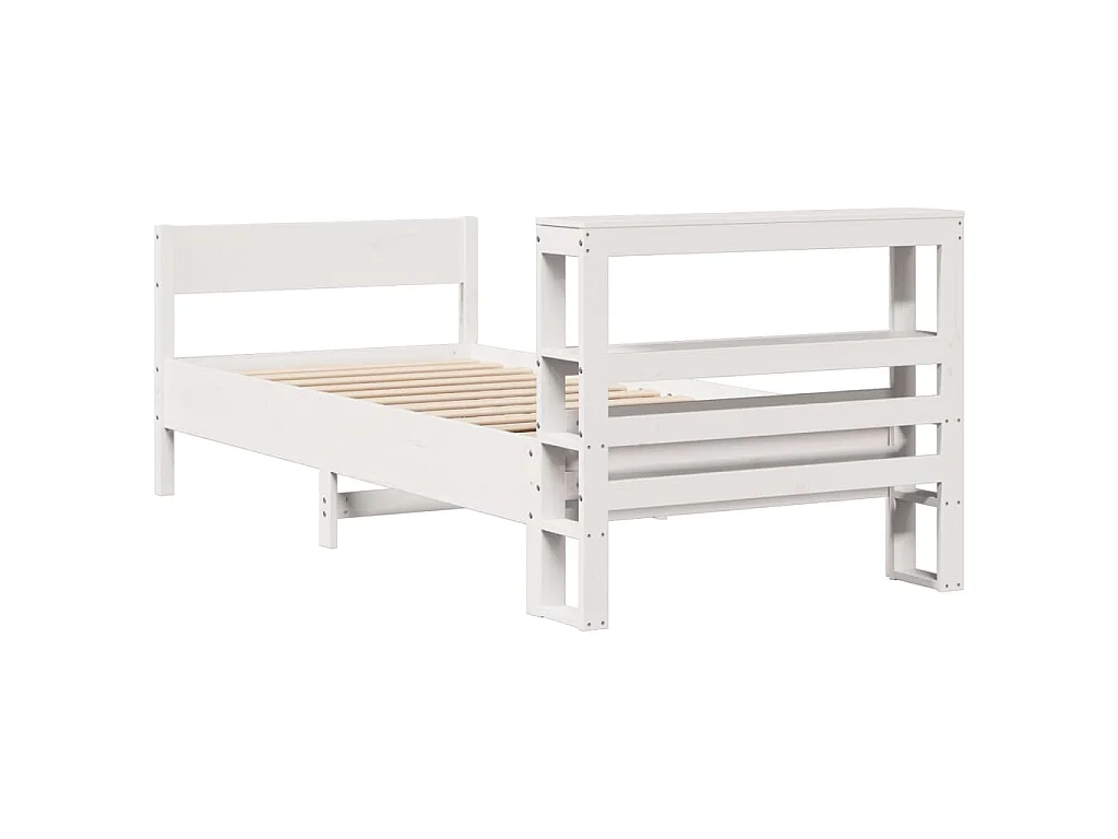 Cama sem colchão 75x190 cm madeira de pinho maciça branco