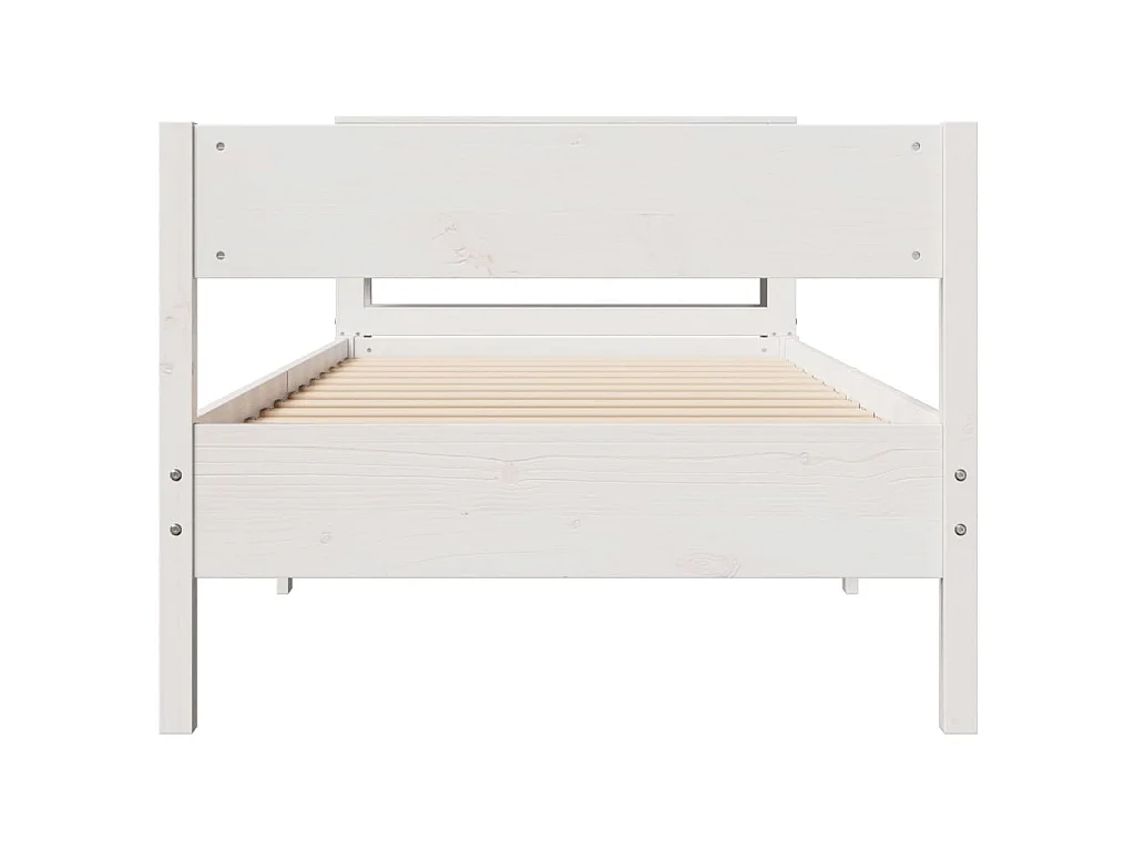Bedframe zonder matras massief grenenhout wit 75x190 cm