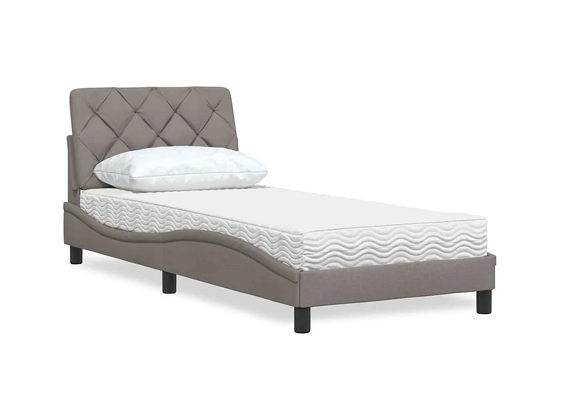 Lit avec matelas taupe 80x200 cm tissu