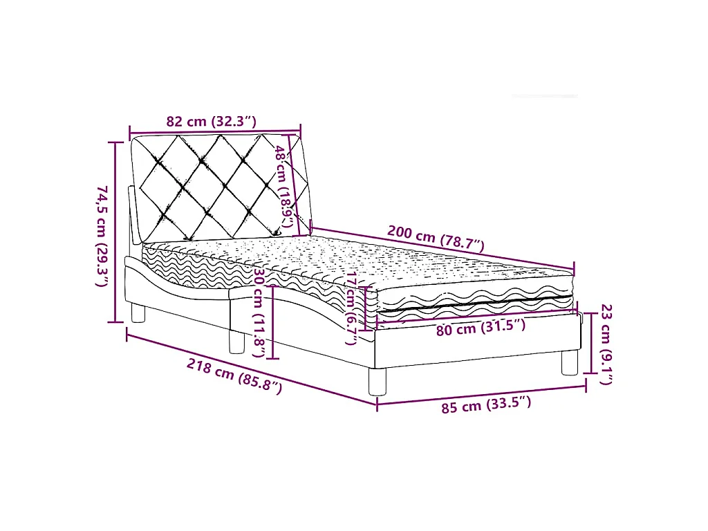 Bed met matras stof taupe 80x200 cm