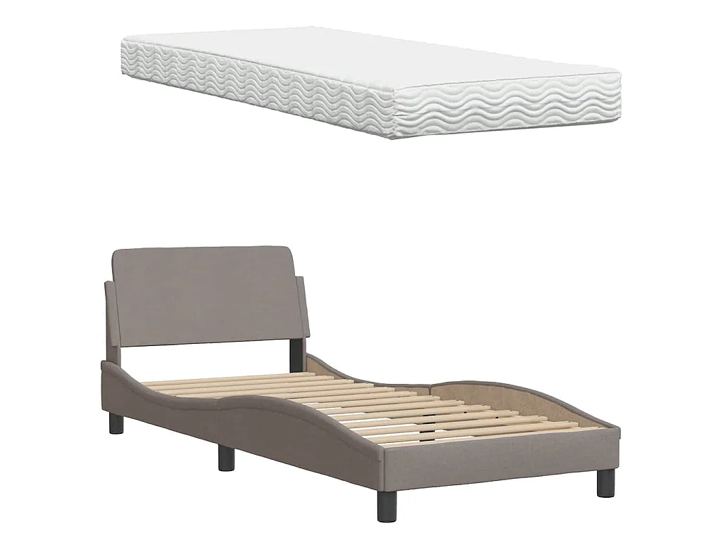 Bed met matras stof taupe 80x200 cm