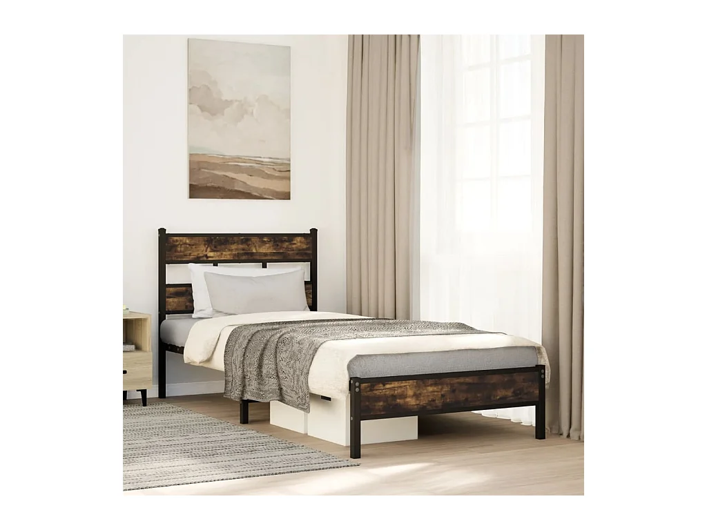 Bedframe met hoofdbord zonder matras sonoma eiken 80x200 cm