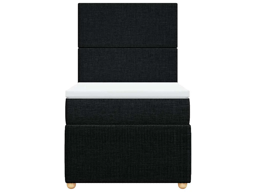Cama box spring con colchón tela negro 80x200 cm