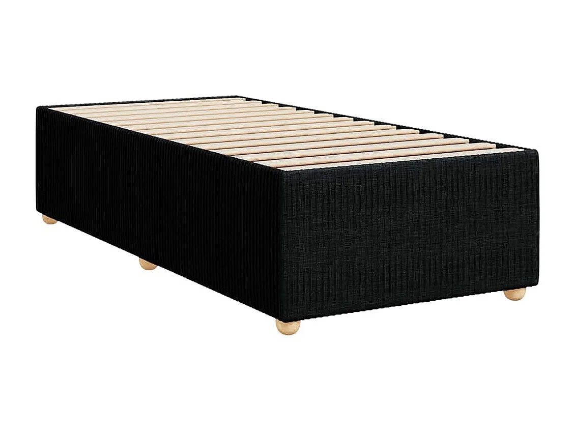 Cama box spring con colchón tela negro 80x200 cm
