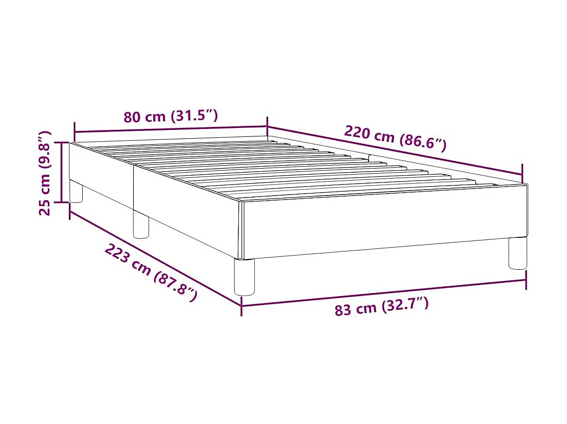 Cadre de lit sans matelas bleu foncé 80x220 cm velours