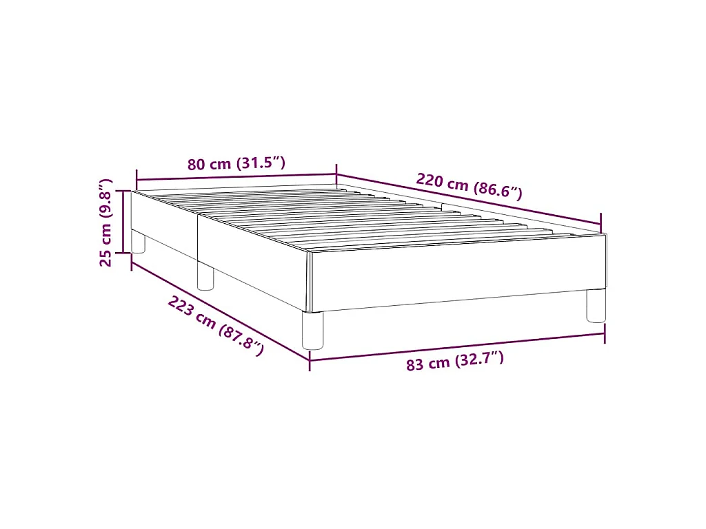 Giroletto senza Materasso Blu Scuro 80x220 cm in Velluto