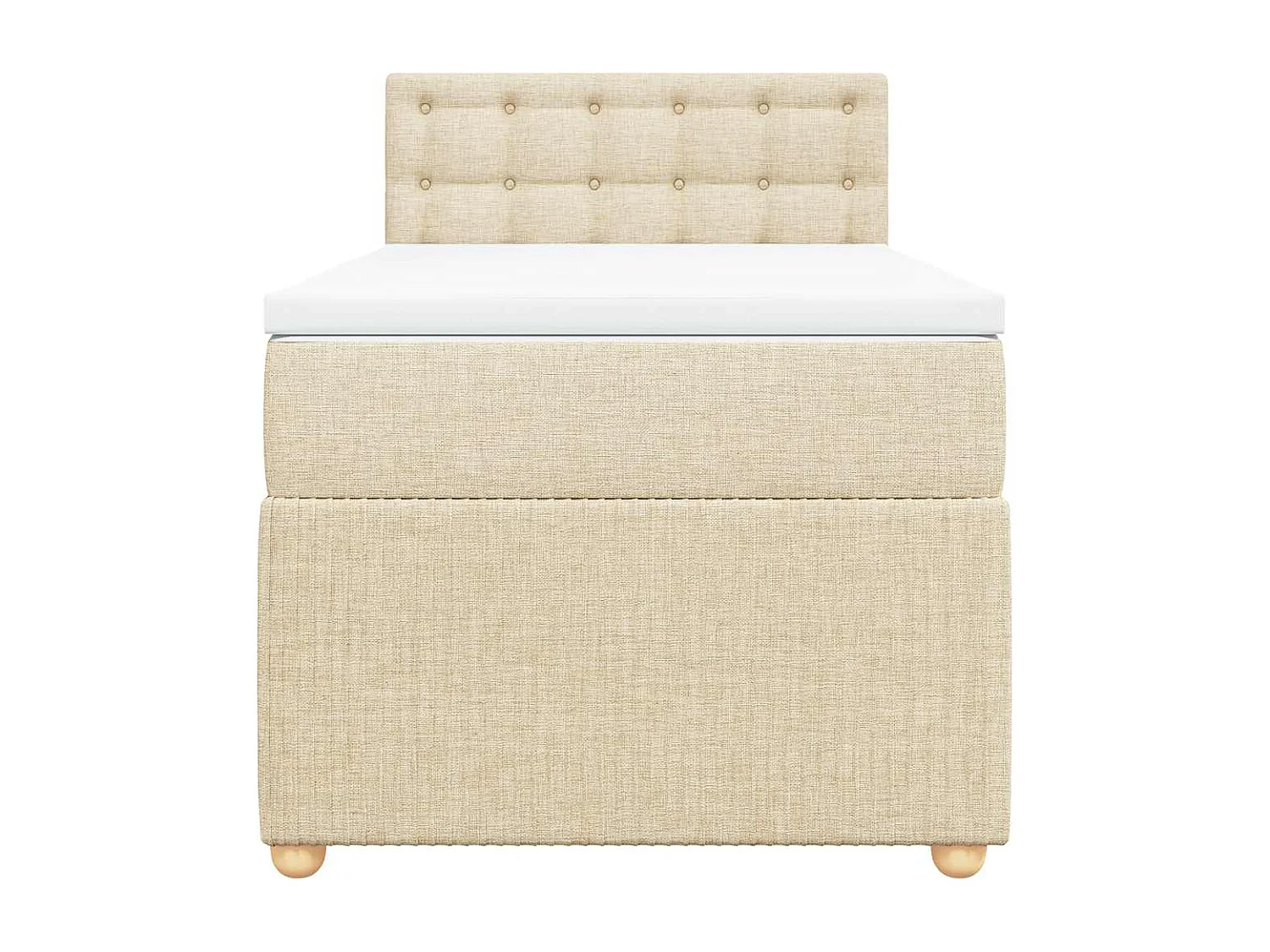 Cama box spring con colchón tela color crema 80x200 cm