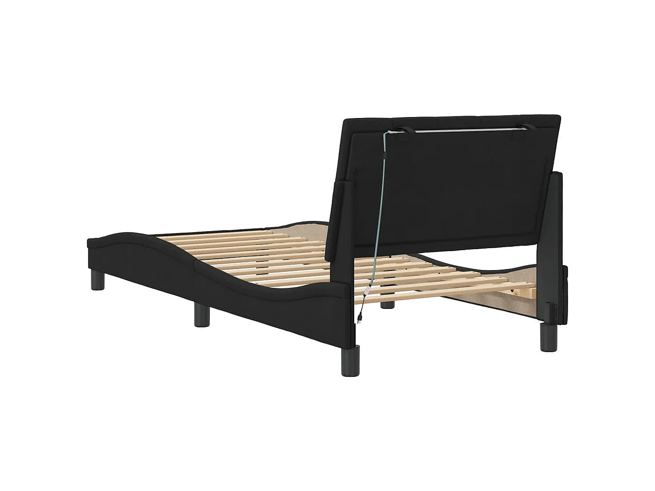 Bettgestell mit LED ohne Matratze "Hanko" Schwarz 80x200 cm Samt