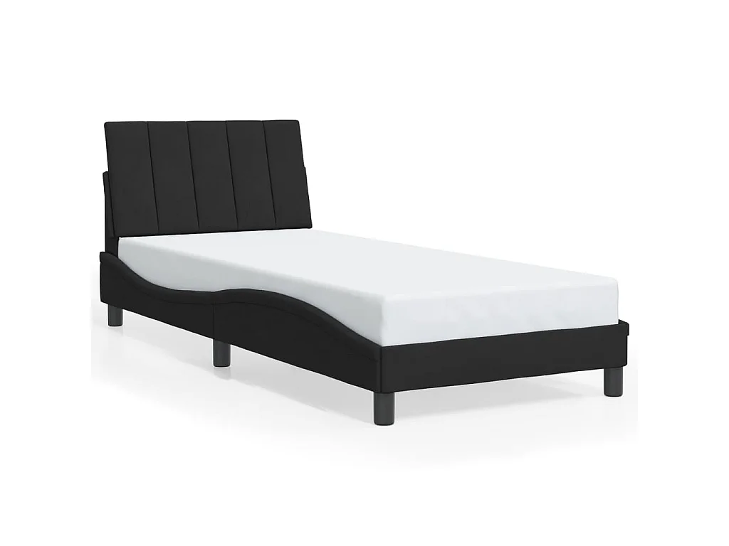 Cadre de lit avec LED sans matelas Hanko noir 80x200 cm velours