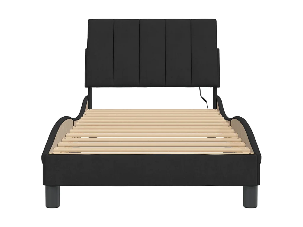 Cadre de lit avec LED sans matelas Hanko noir 80x200 cm velours