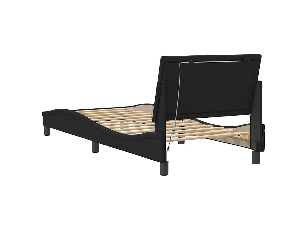 Cadre de lit avec LED sans matelas Hanko noir 80x200 cm velours