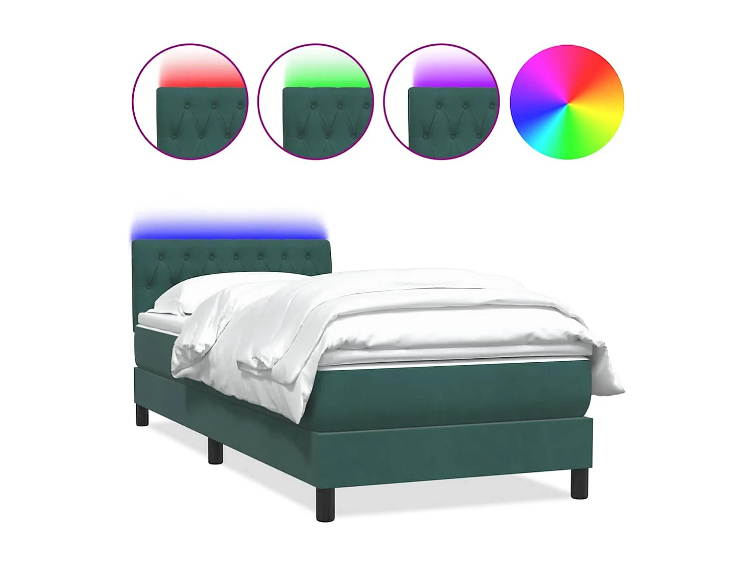 Sommier à lattes de lit et matelas vert foncé 80x220 cm velours