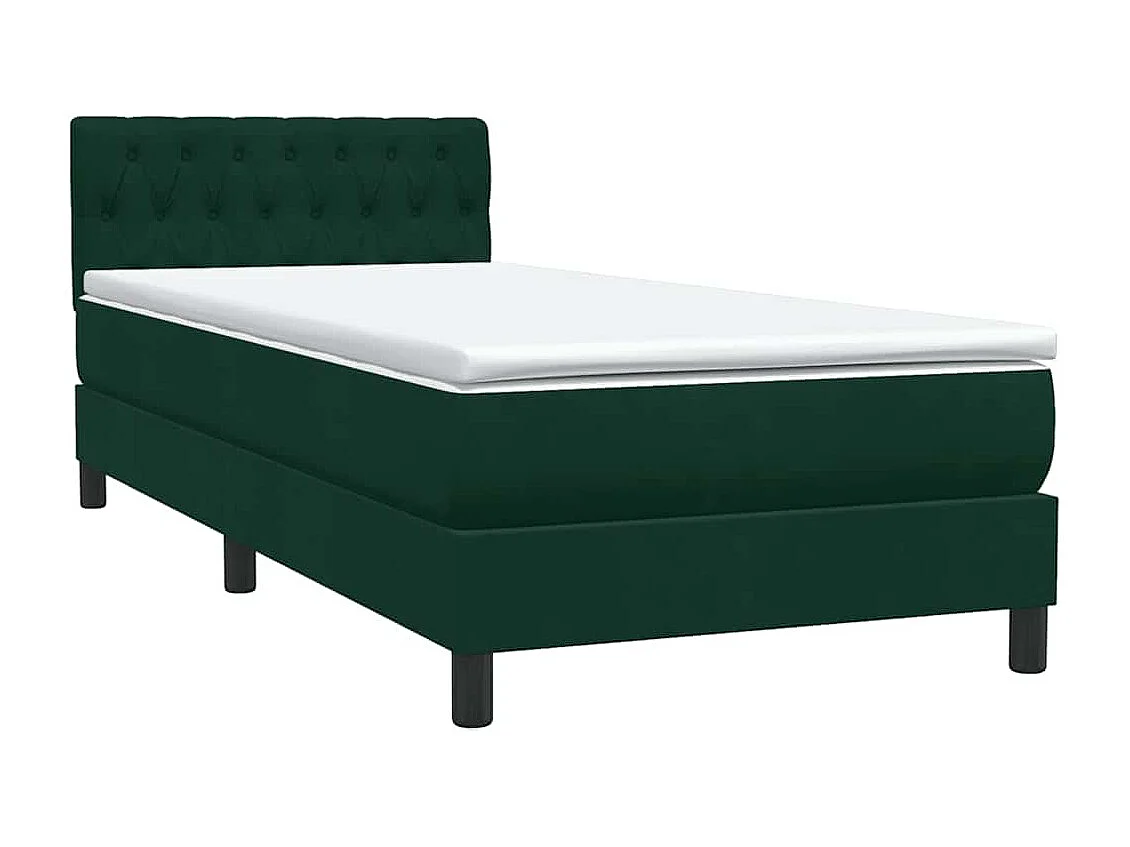 Sommier à lattes de lit et matelas et LED vert foncé 80x220 cm velours