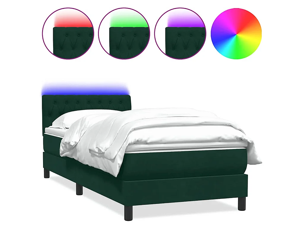 Boxspring met matras en LED fluweel donkergroen 80x220 cm
