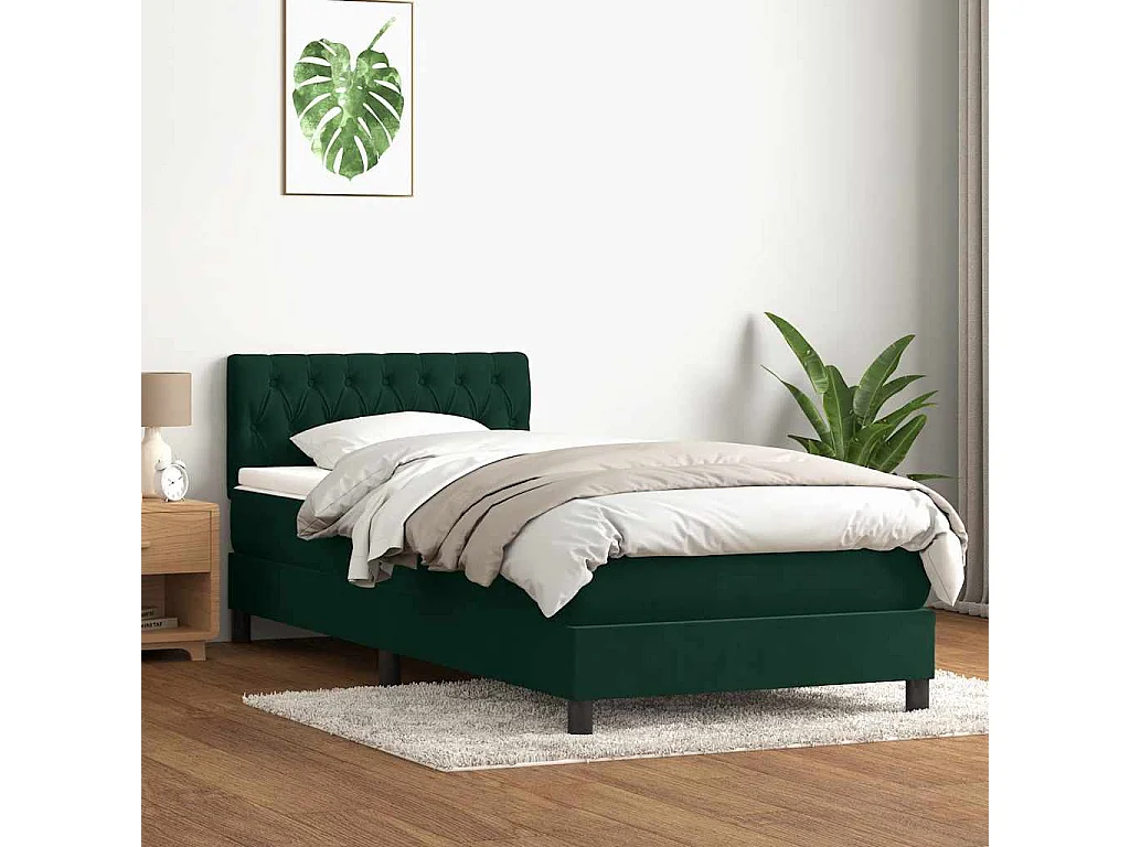 Boxspring met matras en LED fluweel donkergroen 80x220 cm
