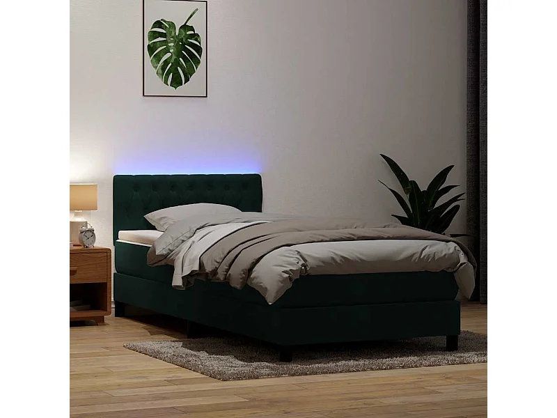 Boxspring met matras en LED fluweel donkergroen 80x220 cm