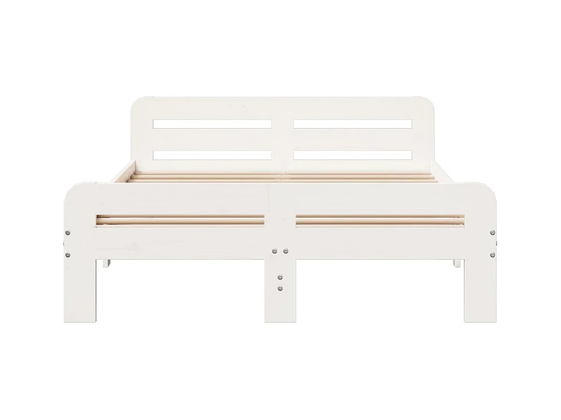 Massivholzbett ohne Matratze Weiß 135x190 cm Kiefernholz