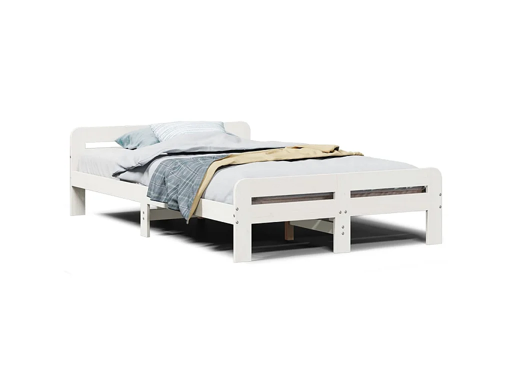 Bedframe zonder matras massief grenenhout wit 135x190 cm