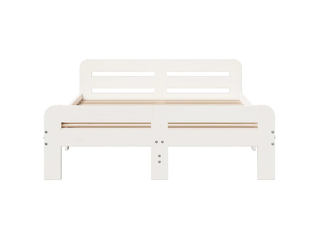 Bedframe zonder matras massief grenenhout wit 135x190 cm