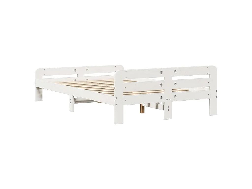 Bedframe zonder matras massief grenenhout wit 135x190 cm